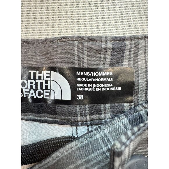 The North Face Mens Plaid Casual Shorts Size 38 Gray/Black Pockets Drawstring - Picture 2 of 12